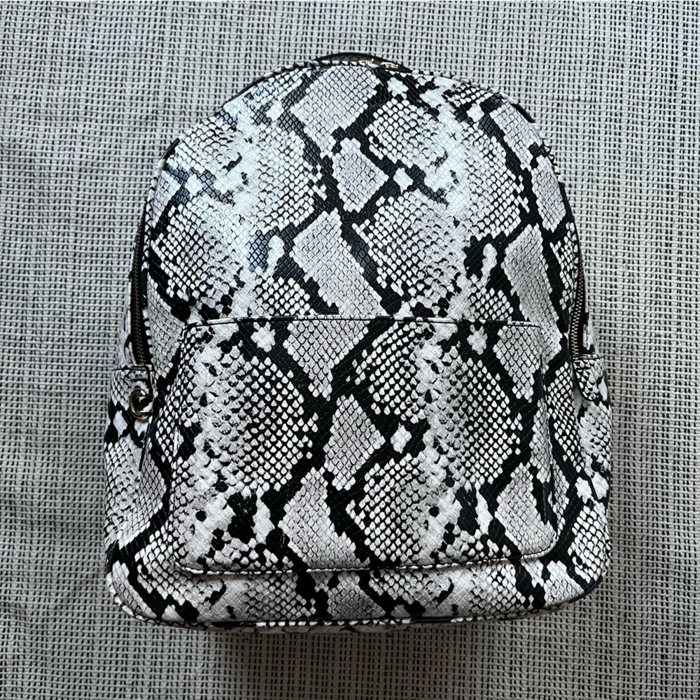 Stylish Black and White ALDO Snake Print Backpack